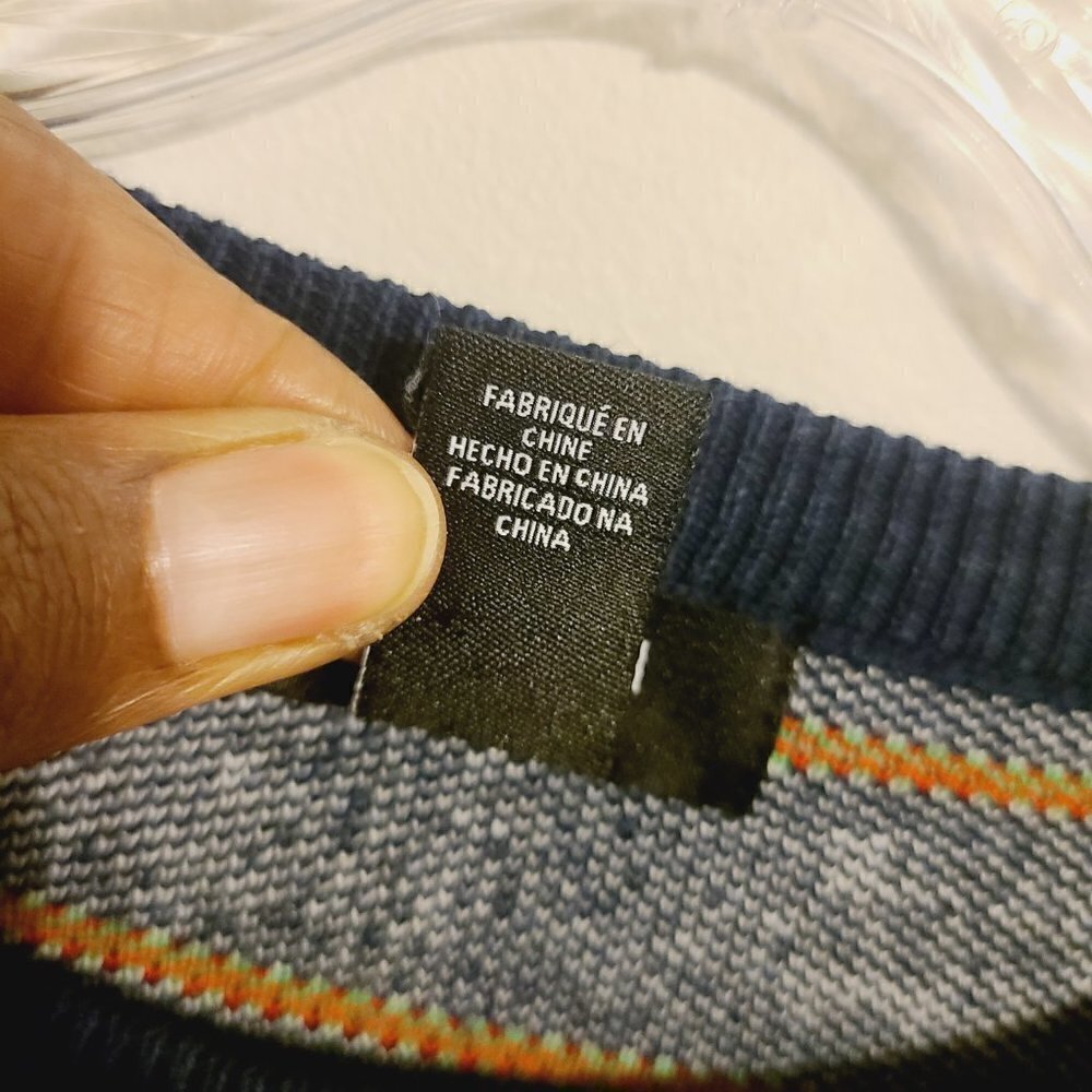 Forever 21 Men | Navy Bicycle Print & Striped Crewneck Sweater (Size Medium) - Picture 5 of 12